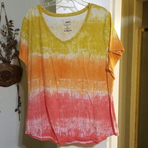 2X tie dye tshirt yellow to pink ombre, vertical s